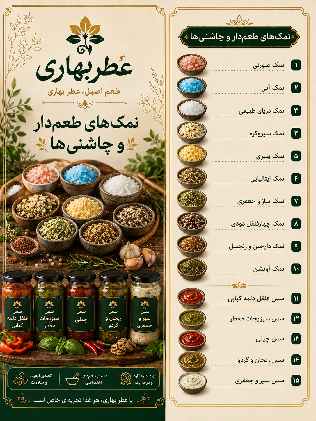 نمک‌های طعم‌دار و چاشنی‌های عطر بهاری